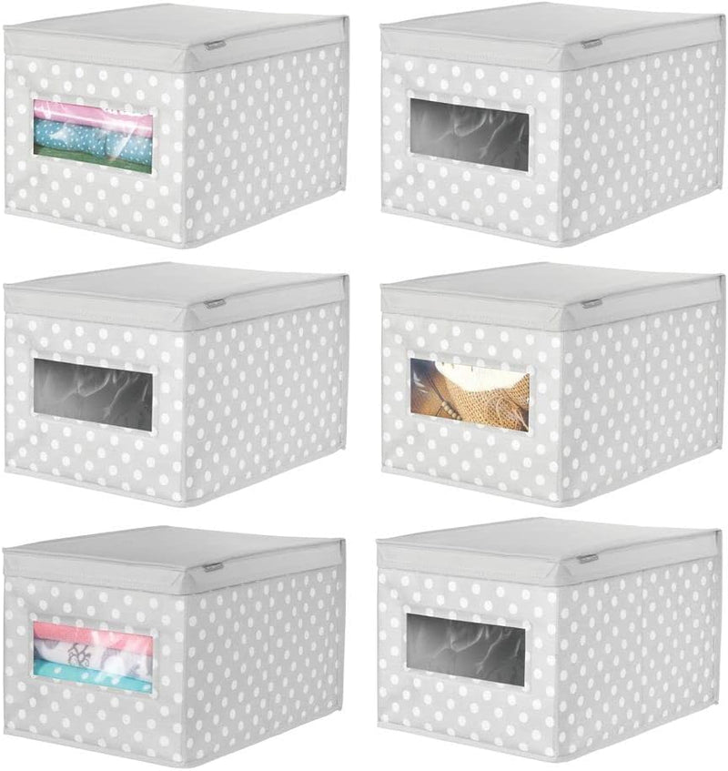 mDesign 6er-Set stapelbare Ordnungsbox – grosse Aufbewahrungsbox mit Sichtfenster für das Kinderzimm