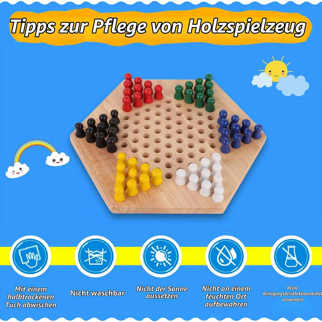 Tbest Holz Checkers, Indoor/Outdoor Bunte Checkers Set Kinder Pädagogisches Brettspiel Chinese Check