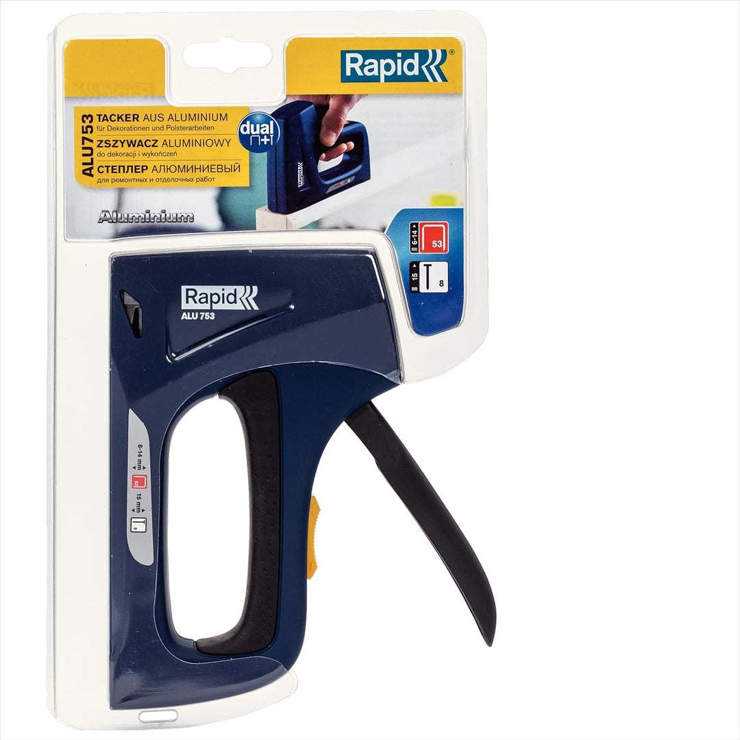 Rapid Handtacker ALU753, Tacker für Holz und Stoffe, Robust, Aluminium, für Klammern Typ 53, 6-14mm