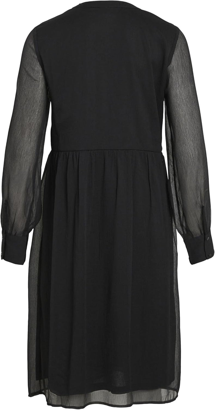 Vila Damen Vifalia V-Neck L/S Dress-Noos Blusenkleid 36 Schwarz, 36 Schwarz