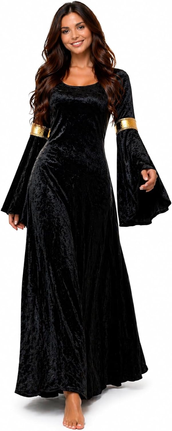 MAYLYNN 10923-M - Mittelalter Kostüm Elbentraum, Grösse S, schwarz, S