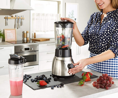 Russell Hobbs Standmixer 2-in-1 [1,5l Glasbehälter Mixer & 0,6l Mini Smoothie Maker -To-Go-Trinkflas