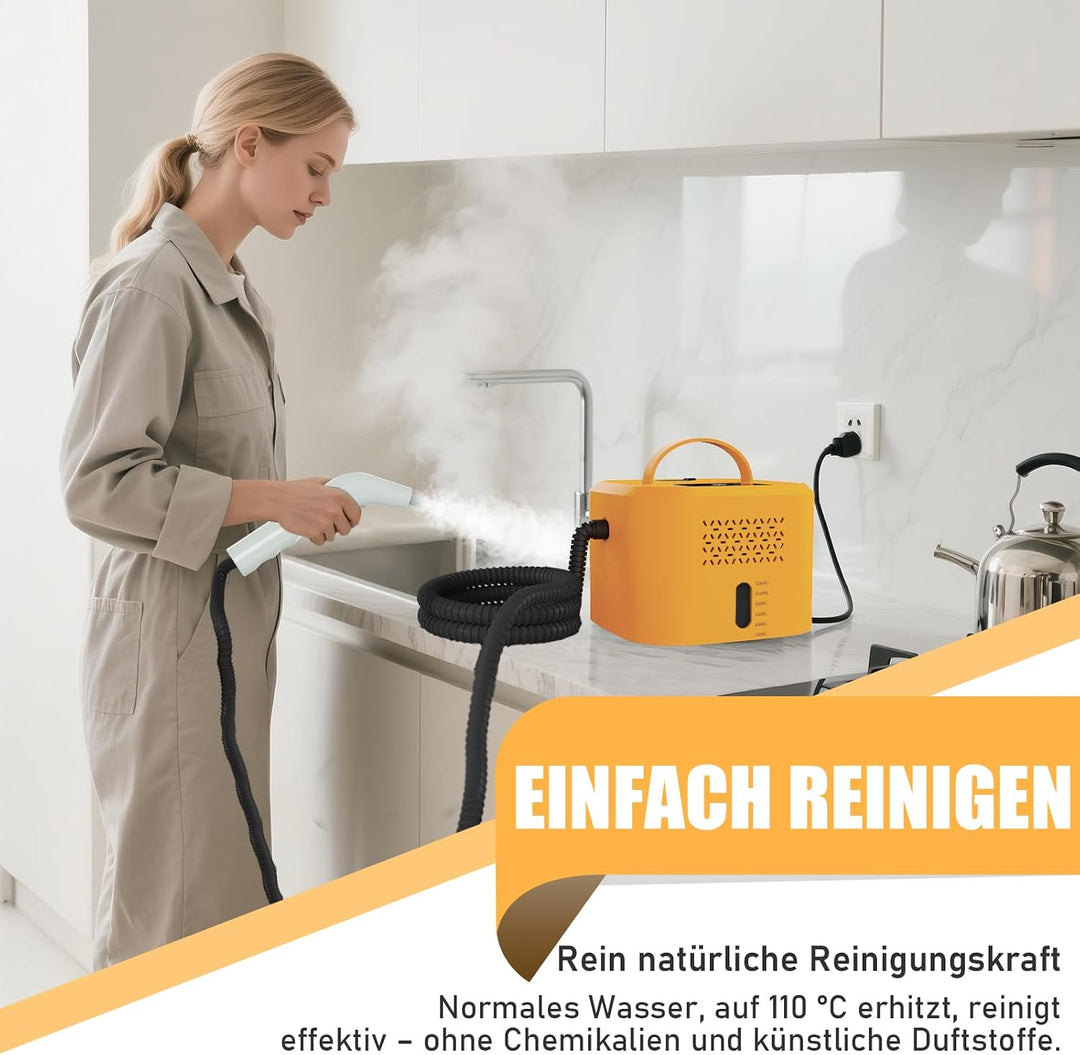 Dampfreiniger Handgerät, 1500W Leistungsstarker Steam Cleaner mit 6 Bürstenköpfen, 220V Mehrzweckdam