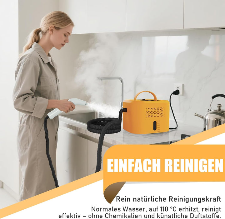Dampfreiniger Handgerät, 1500W Leistungsstarker Steam Cleaner mit 6 Bürstenköpfen, 220V Mehrzweckdam