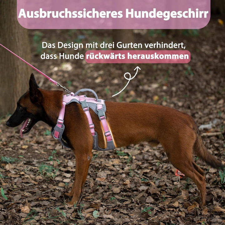 Huntboo Sicherheitsgeschirr Hund Ausbruchsicher, Panikgeschirr für Hunde, Reflektierendes Geschirr H