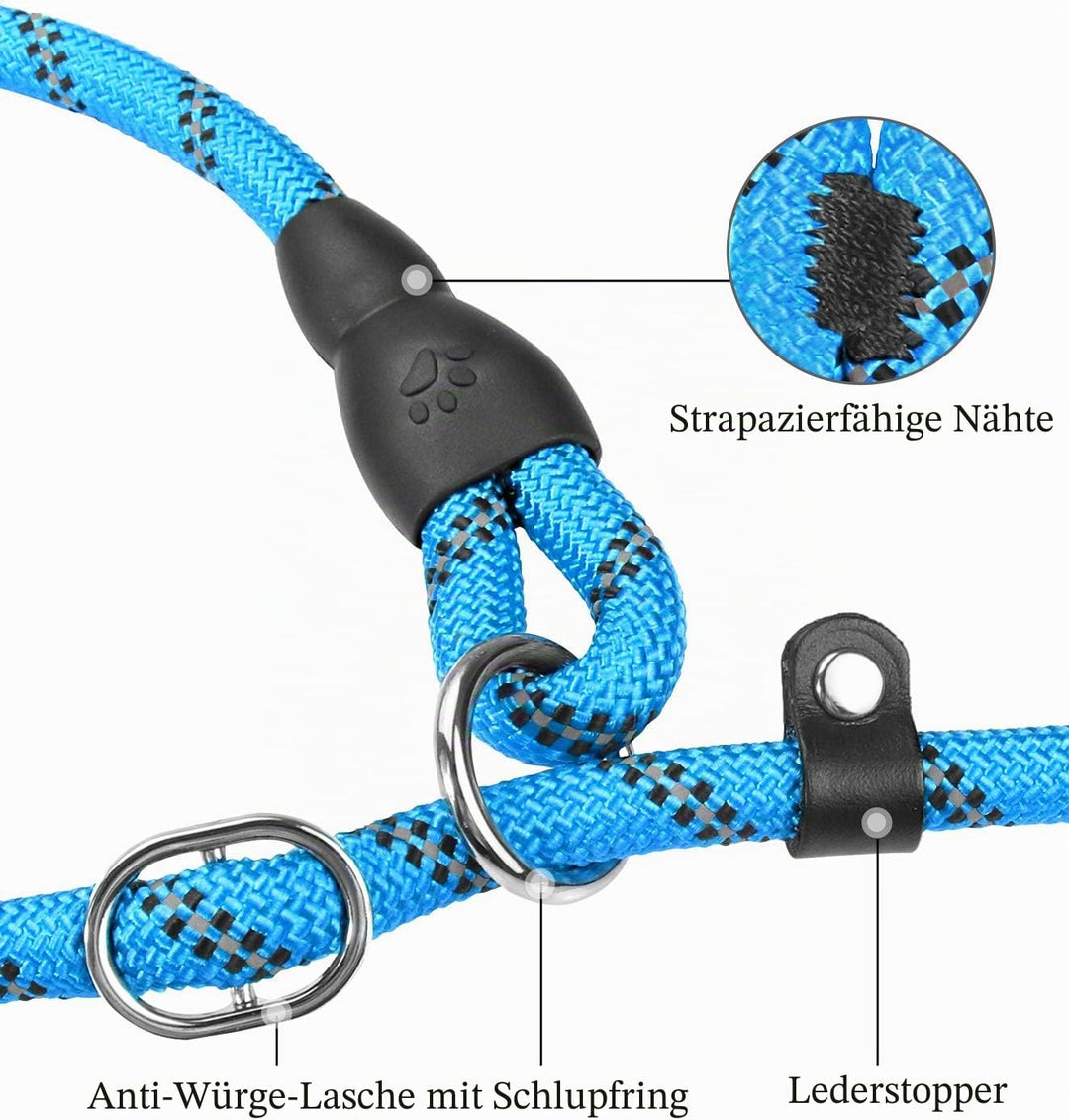 TagME Retrieverleine mit Zugstopp,Reflektierende Seilleine 185 cm Moxonleine,Weicher gepolsterter Gr