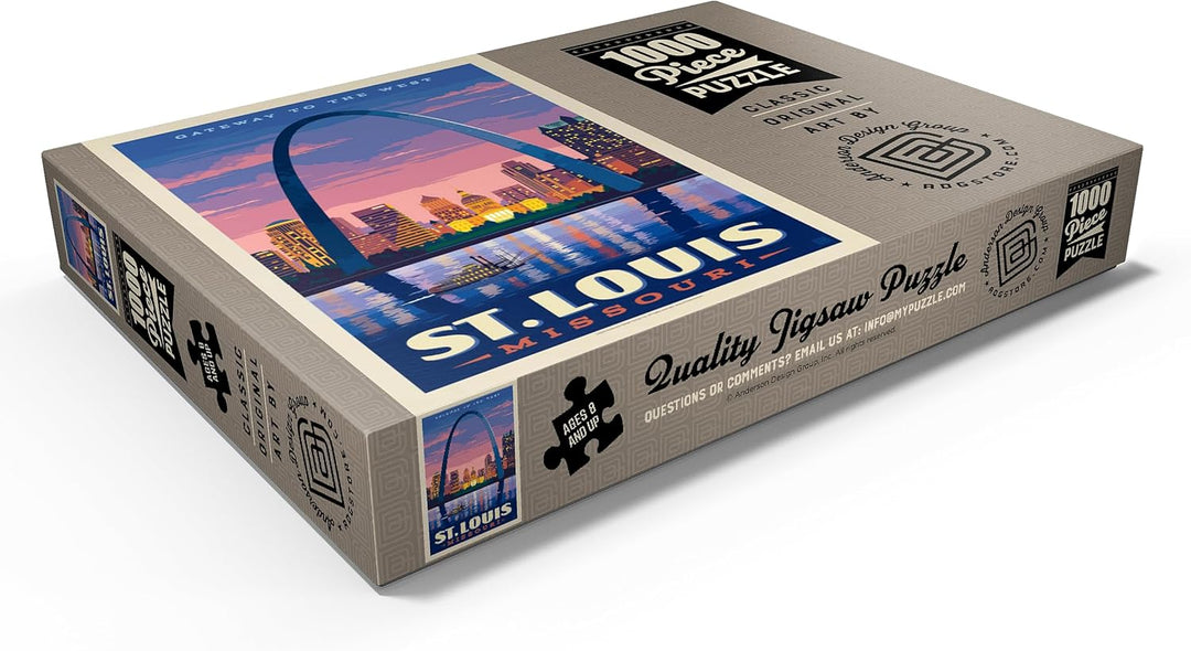 St. Louis, MO: Gateway Arch bei Sonnenuntergang, Vintage Poster - Premium 1000 Teile Puzzle - MyPuzz