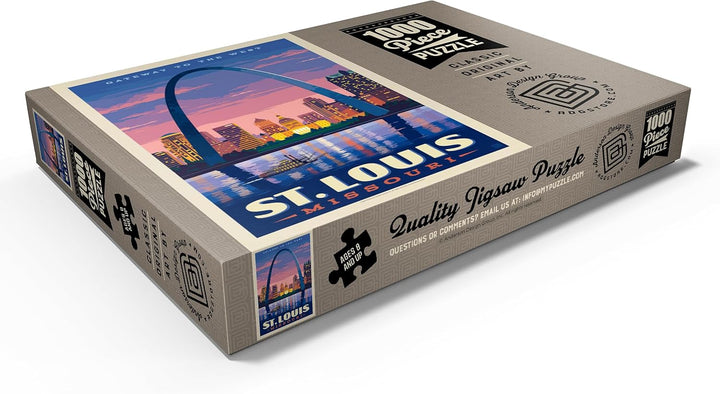 St. Louis, MO: Gateway Arch bei Sonnenuntergang, Vintage Poster - Premium 1000 Teile Puzzle - MyPuzz