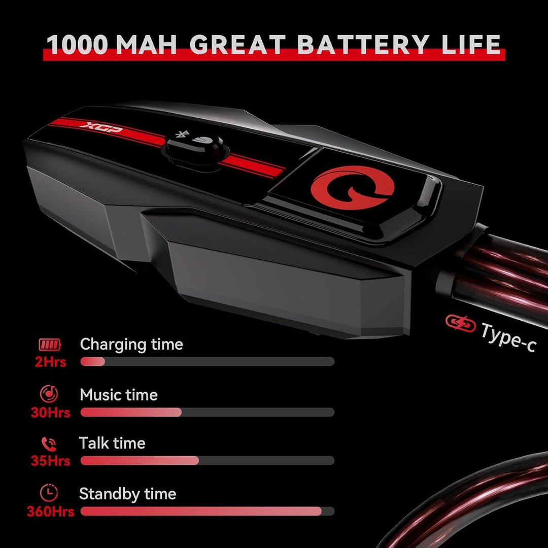 XGP Motorrad Headset Bluetooth V5.2 mit Musik Sharing, 2 Personen Motorradhelm kommunikationssystem