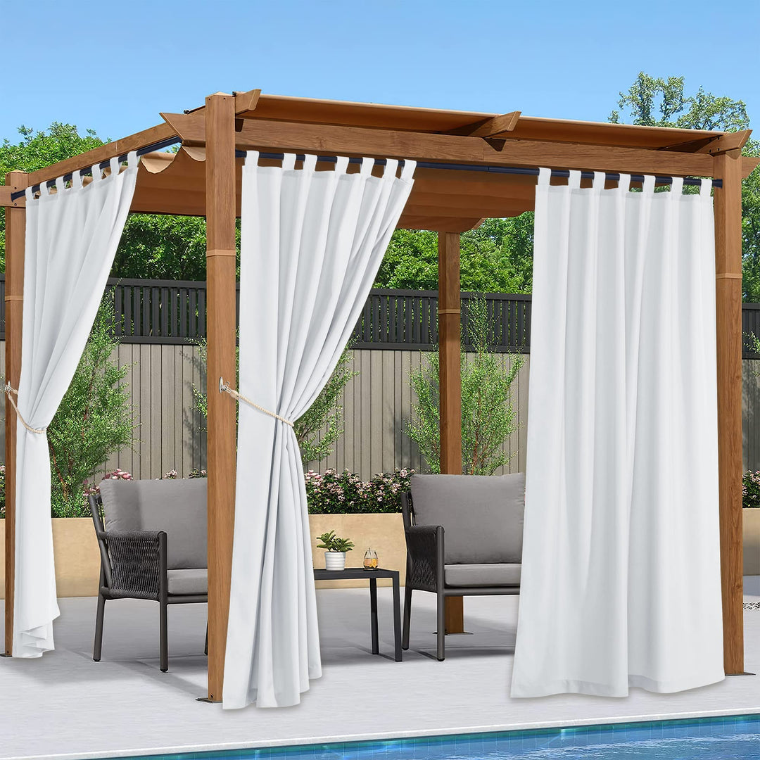 PONY DANCE Terrasse Vorhänge Outdoor Gardinen mit Abnehmbaren Schlaufen 2er Set H 213 x B 140 cm Out