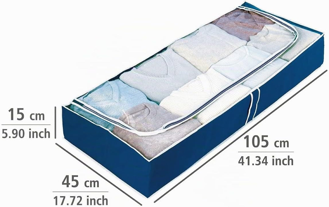 WENKO Unterbettkommode Air, 4er Set, Aufbewahrungstaschen mit Sichtfenster &amp; 3-Seiten-Reissverschlus