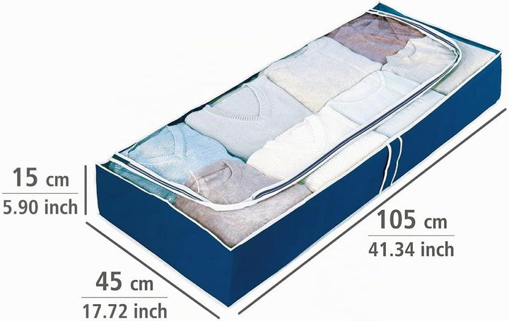 WENKO Unterbettkommode Air, 4er Set, Aufbewahrungstaschen mit Sichtfenster &amp; 3-Seiten-Reissverschlus