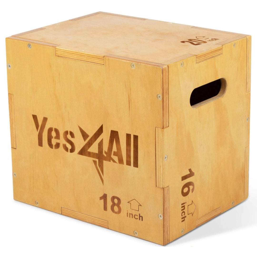 Yes4All 3 in 1 Wooden Plyo Box, Sprungbox, Plyometric Box Plattform für Sprungtraining, Home Gym und
