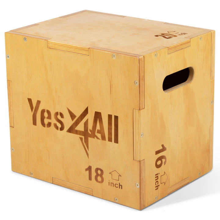 Yes4All 3 in 1 Wooden Plyo Box, Sprungbox, Plyometric Box Plattform für Sprungtraining, Home Gym und