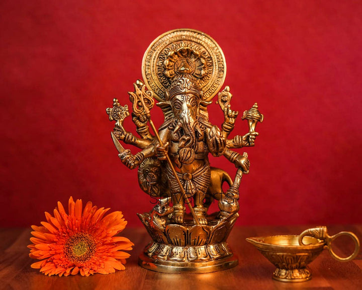 Ganesha-Statue, Gott Glück, Herr der Weisheit, Ganesha-Statue, Messing-Skulptur, 22,9 cm Dirshti Gan