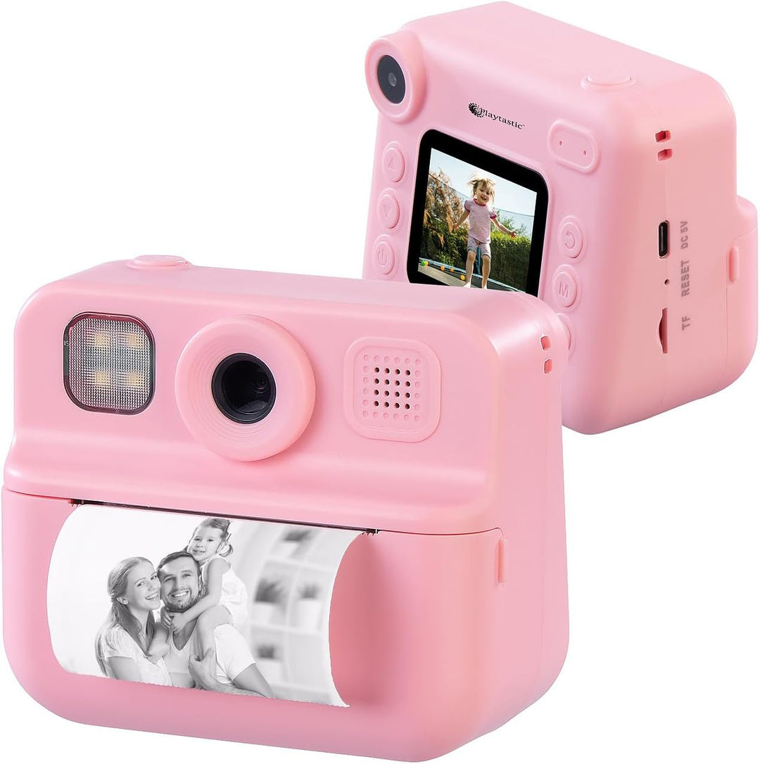 Sofortbildkamera: Kinder-Sofortbild-Kamera mit Selfie-Objektiv, 2"-Display, 48 MP, pink (Sofortbildk