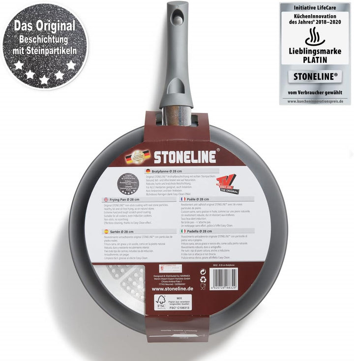 STONELINE Gourmundo Made in Germany Bratpfanne 28 cm, antihaft beschichtete Pfanne mit echten Steinp