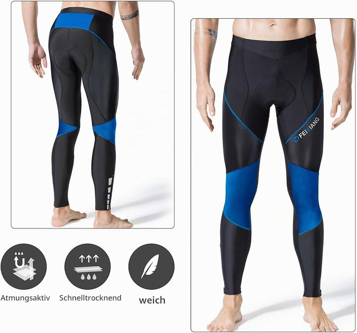 MEETWEE Herren Radlerhose Lange Fahrradhose, Kompression Radhose Leggings Radsport Hose für Männer E