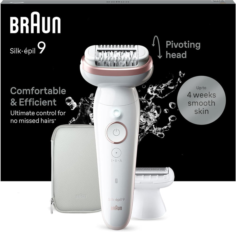 Braun Silk-épil 9, Epilierer mit schwenkbarem Kopf für eine einfache Haarentfernung, Wet&Dry, langan