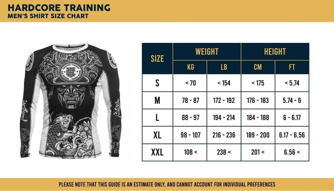 Hardcore Training Herren Manner Rashguard Kompression Lange Armel Jiu Jitsu MMA No-Gi Enge BJJ Grapp