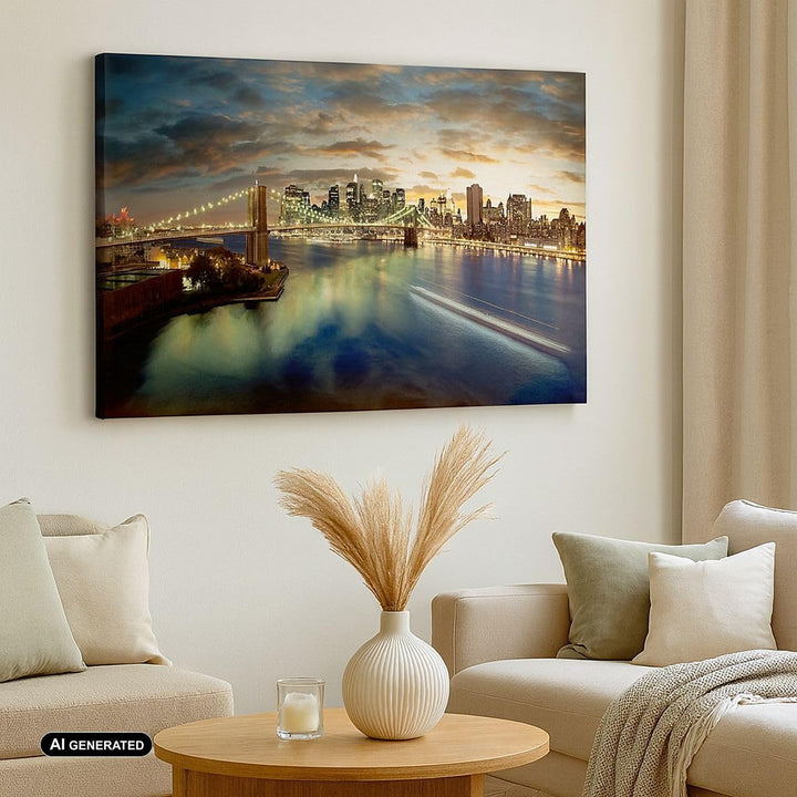 Bilder auf Leinwand 100x70cm Leinwandbild Amerika Architektur New York Gross Wanddeko Bild Schlafzim