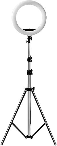 Somikon Videoleuchte: XL-LED-Ringlicht mit Smartphone-Halter, Ø 46 cm, USB-Port, dimmbar (LED Ringle