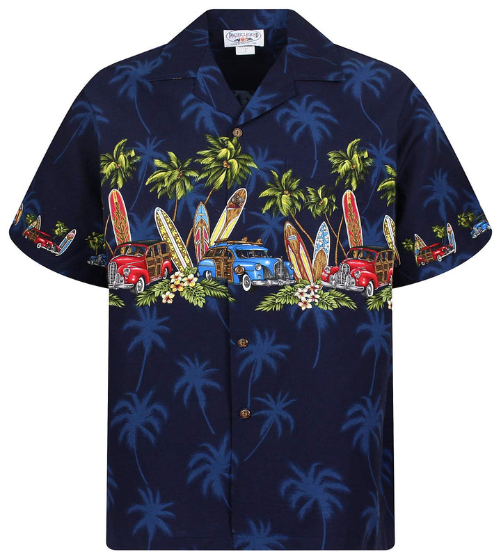 Pacific Legend Original Hawaiihemd Kurzarm Herren Kurzarm Button-Down Front-Tasche Hawaii-Print Surf