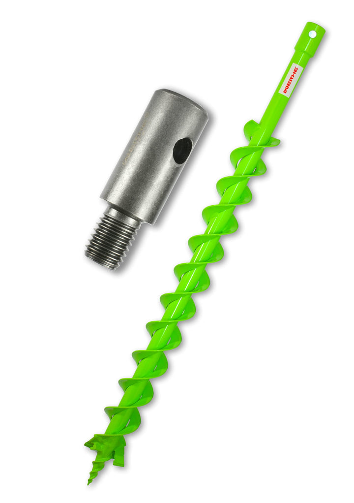 WERHE® Profi Bohrer Vollstahl, Erdbohrer für bohrmaschine 60 mm DoppelWelle Extreme robust mit m14 A