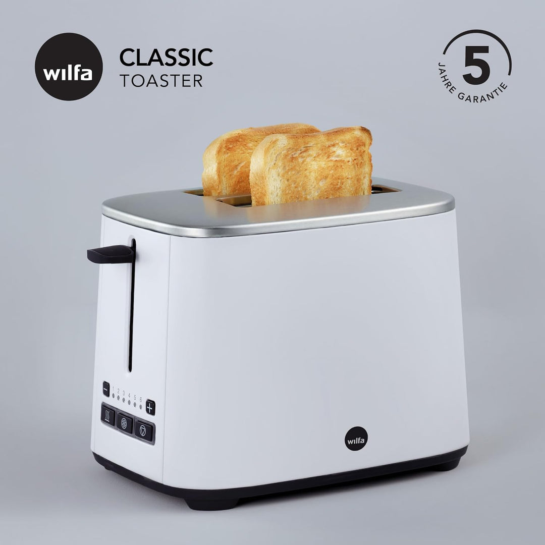 Wilfa CLASSIC Toaster - 2 Scheiben - 3 Programme - Verstellbare Hitzeeinstellungen - 1.000 Watt (wei