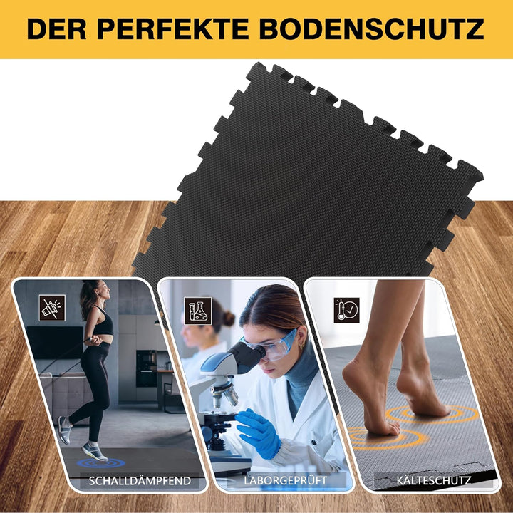 BodenMax Bodenschutzmatte Puzzle RUTSCHFEST OBEN + UNTEN [+100% mehr Schutz] | Sportmatten Unterlegm