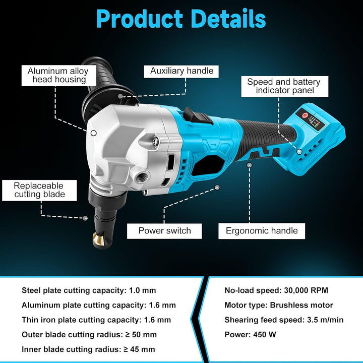 Blechknabber Elektrisch Kompatibel mit Makita 18V (Ohne Batterie & Ladegerät), Akku Knabber 3000 U/m