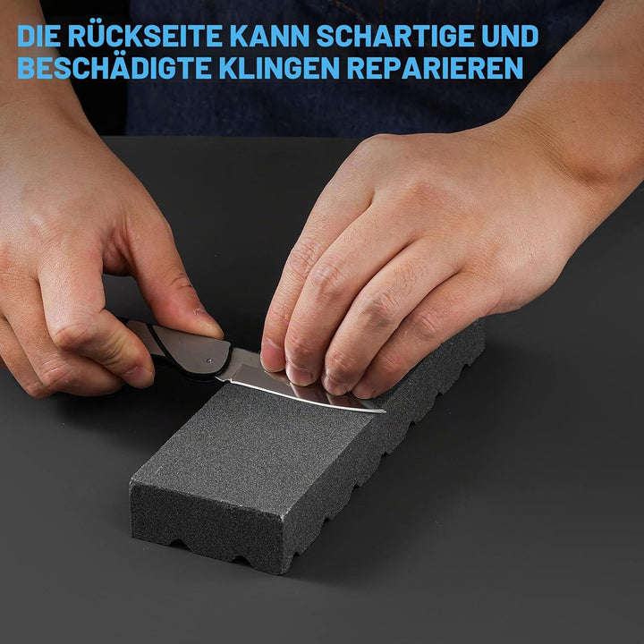 Angerstone Schleifstein-Set mit 2 Körnungen, grob/fein – zwei Schärfsteine, Abflachung – Schleifstei