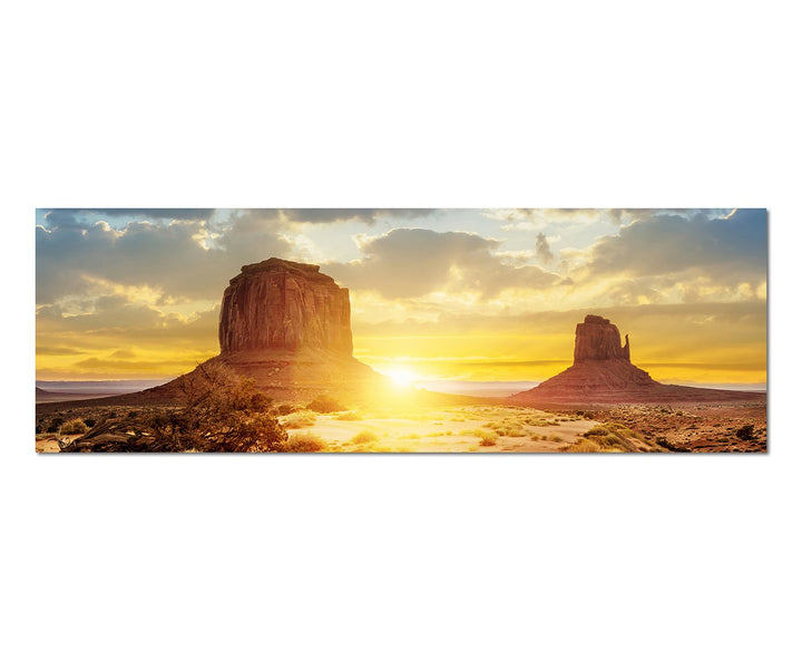 Paul Sinus Art Panoramabild auf Leinwand und Keilrahmen 150x50cm USA Monument Valley Sonnenuntergang