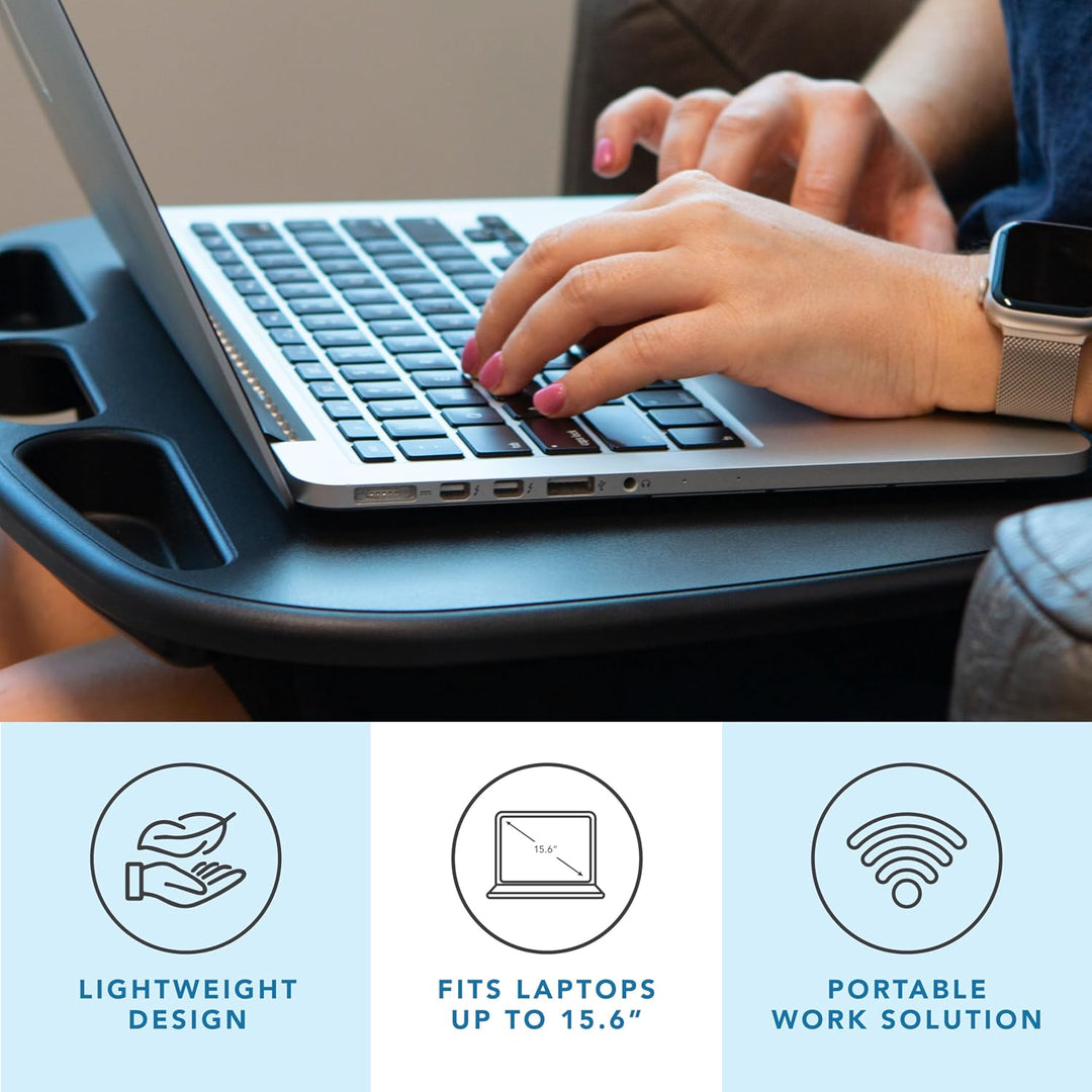 LapGear MyDesk Schossschreibtisch mit Gerätekeile und Handyhalterung, Schwarz, für bis zu 15,6 Zoll