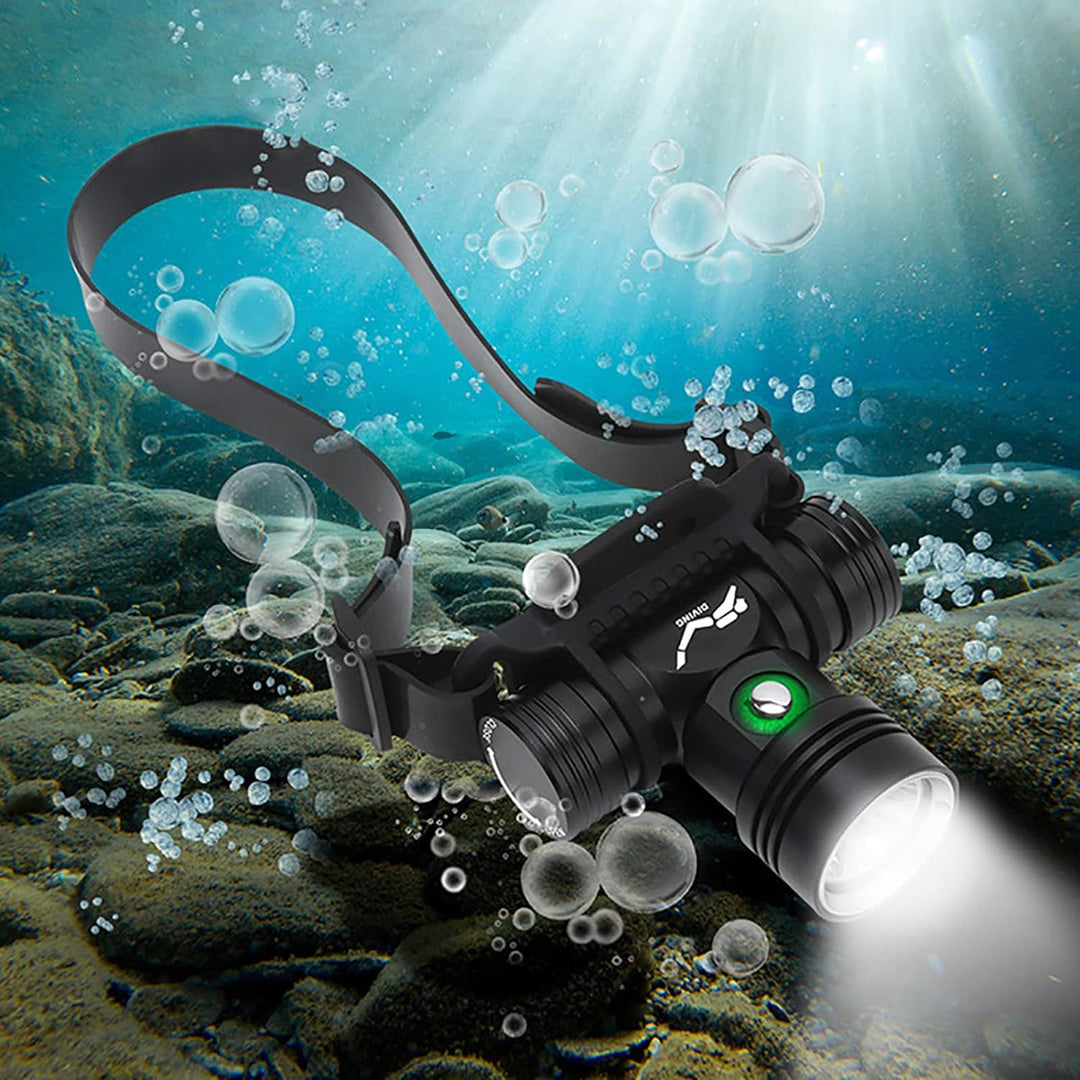 WINDFIRE Taucher Stirnlampe, 8000 Lumen Superhelle Wiederaufladbare Taucher Stirnlampe, Unterwasser