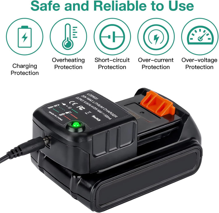 Li-ion Akku Ladegerät Ersatz LCS1620 Kompatibel mit Black & Decker Lithium-Akku 10,8V/14,4V/20V, LB2