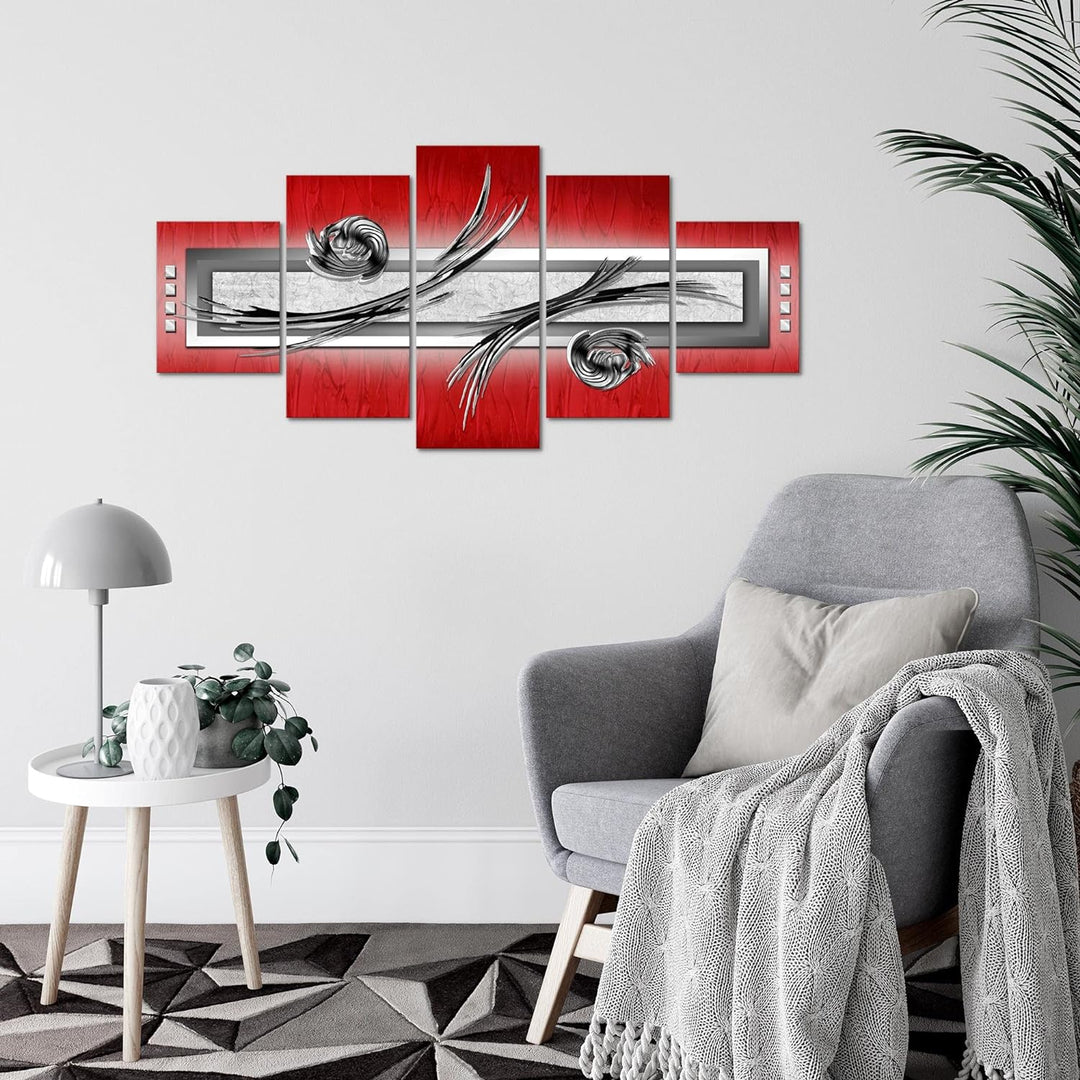 Runa Art Wandbilder Abstrakt 5 Teilig Bild auf Vlies Leinwand Deko Wohnzimmer Schlafzimmer Beige Bra