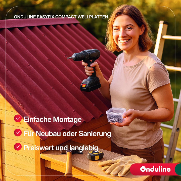 Onduline–EASYFIX COMPACT Dachplatten Bitumenwellplatten Schwarz-Trapez-Dachsystem einfach zu Verlege
