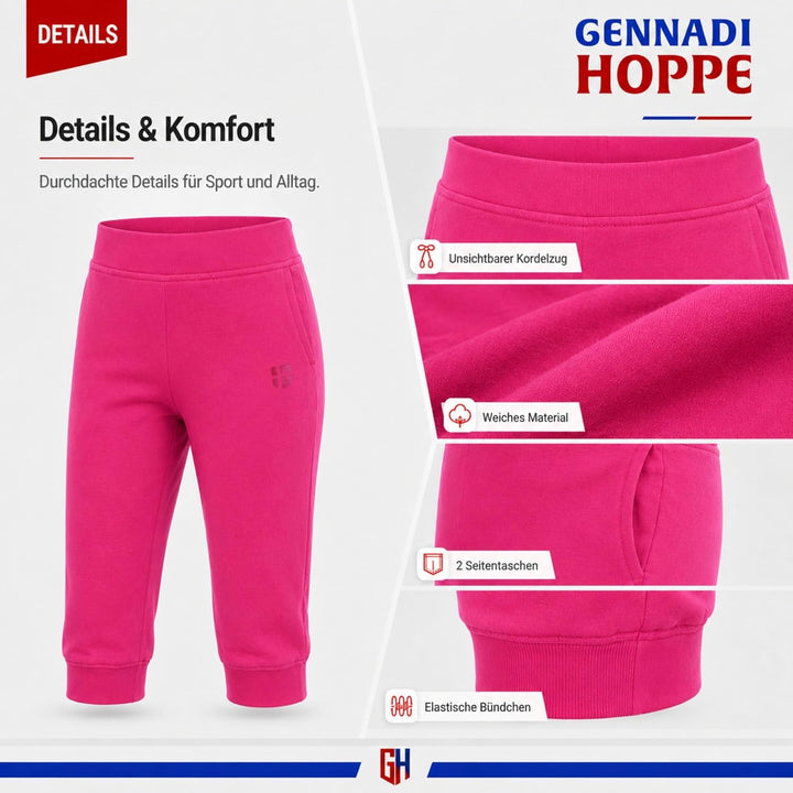 Gennadi Hoppe Damen 3/4 Trainingshose Sporthose Kurze Hose Sport Fitness Jogginghose Shorts Barmuda