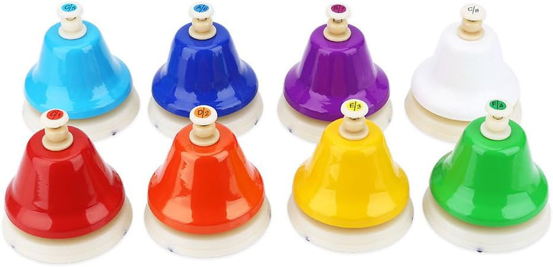 Alomejor 8-Noten Bunte Handglocke Handglocken Set Musikinstrument Spielzeug für Kinder Kinder