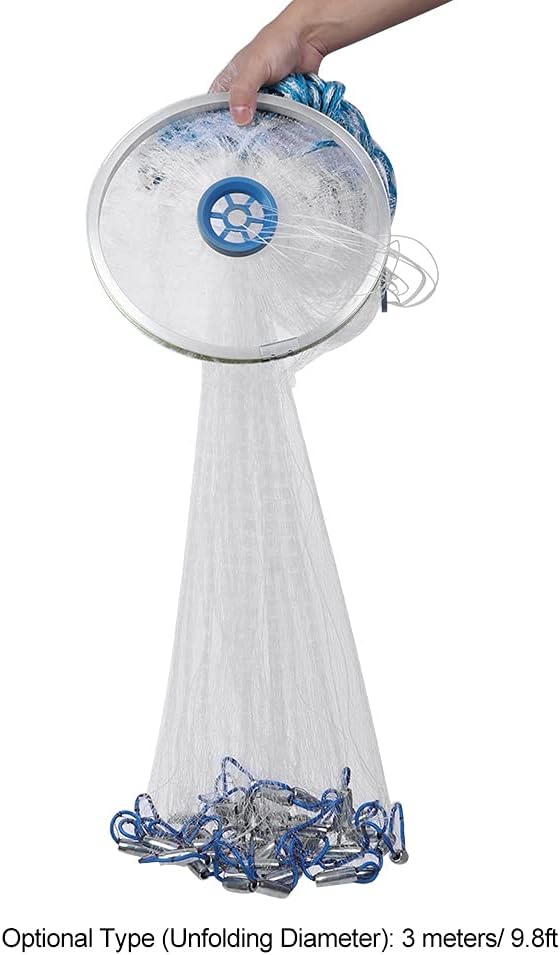 Wurfnetz Zum Fischen, Tragbares Fischernetz, Nylon Mesh Fischnetz zum Fangen von Angelnetz Angelzube