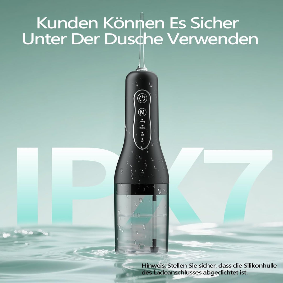 Munddusche Kabellos Elektrischer, Munddusche Testsieger 2025, 260ML Wassertank IPX7 Wasserdicht für