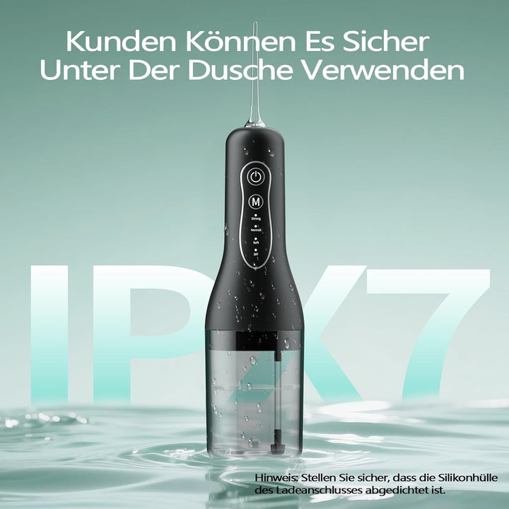 Munddusche Kabellos Elektrischer, Munddusche Testsieger 2025, 260ML Wassertank IPX7 Wasserdicht für