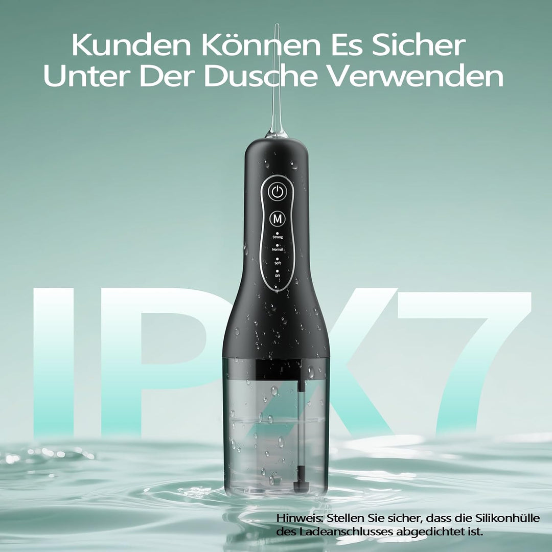 Munddusche Kabellos Elektrischer, Munddusche Testsieger 2025, 40 Tage Laufzeit, IPX7 Wasserdicht, 4