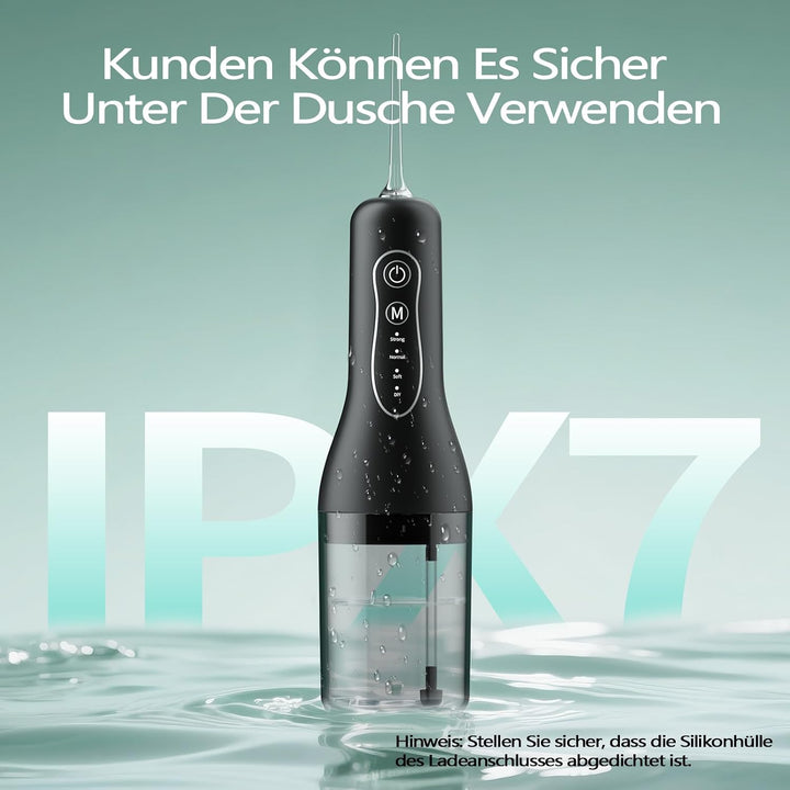 Munddusche Kabellos Elektrischer, Munddusche Testsieger 2025, 40 Tage Laufzeit, IPX7 Wasserdicht, 4