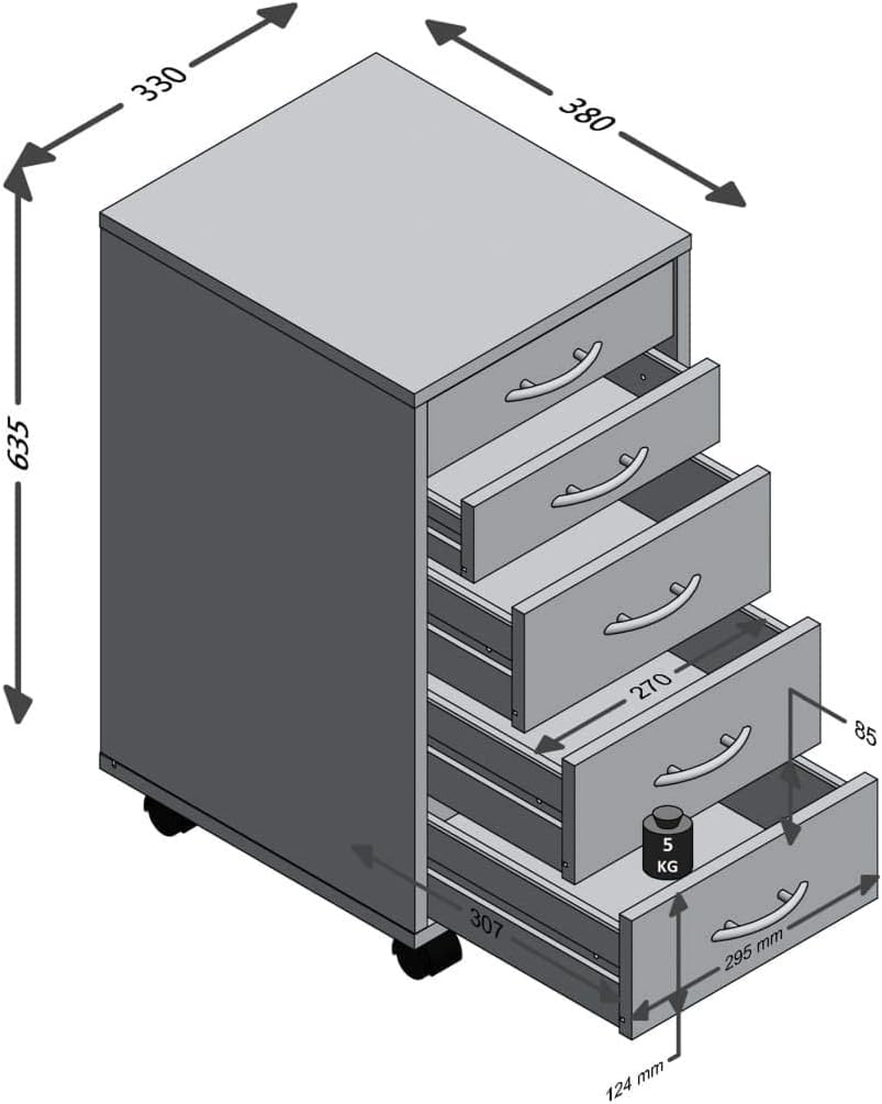 FMD Möbel, 336-001E Freddy Beistellcontainer,melaminharz beschichtete ppanplatte, weiss, masse 33.0