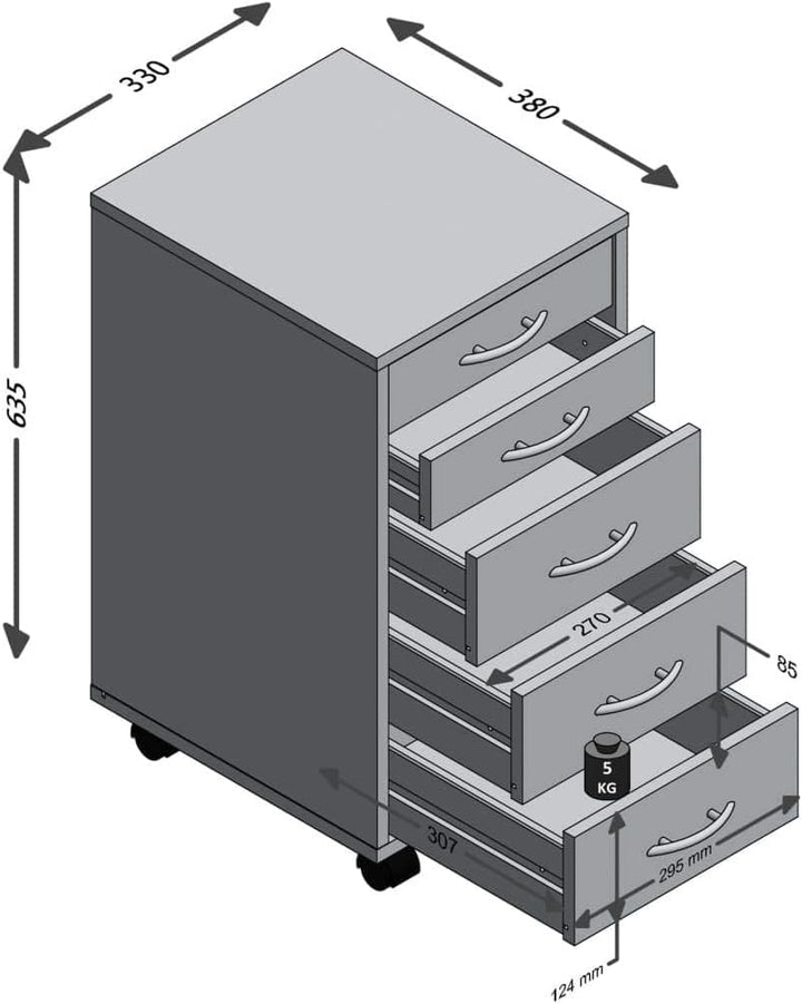 FMD Möbel, 336-001E Freddy Beistellcontainer,melaminharz beschichtete ppanplatte, weiss, masse 33.0