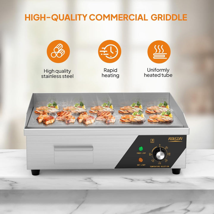 Bonnlo Elektrogrill 220V 3000W, Elektrischer Grill 50–300 °C Einstellbar, 22 Inch Grillplatte Elektr