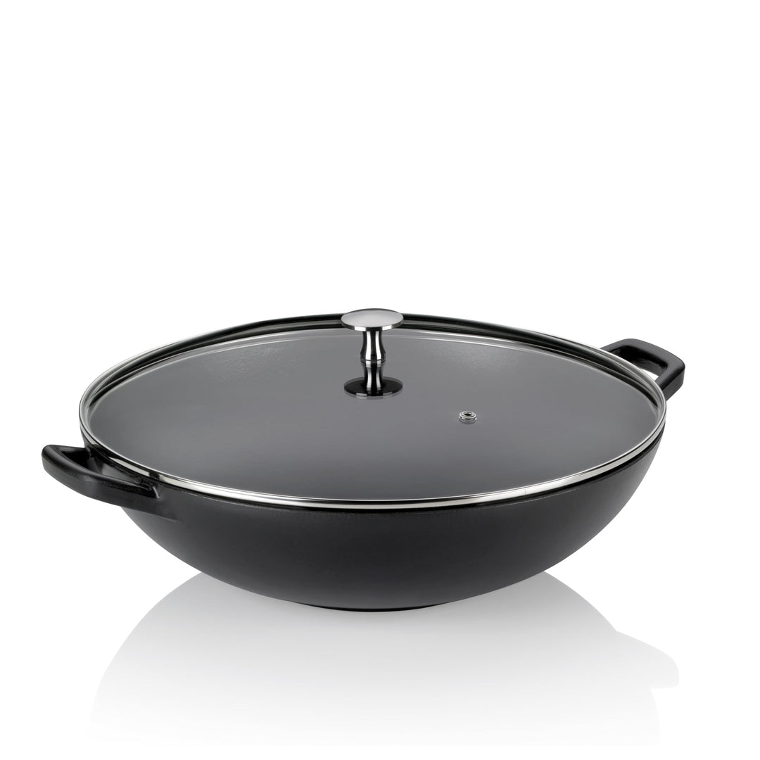 kela 12475 Calido Wok, Cast Iron, 4 liters Schwarz, Schwarz