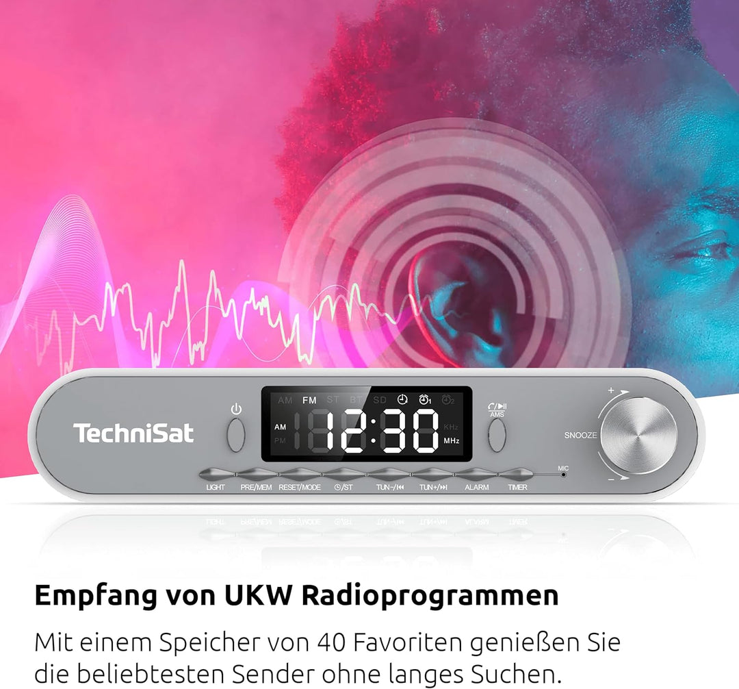 TechniSat Viola Küchenradio - Unterbau Radio mit UKW/FM, LED Display, Arbeitsleuchte, Timer, Bluetoo